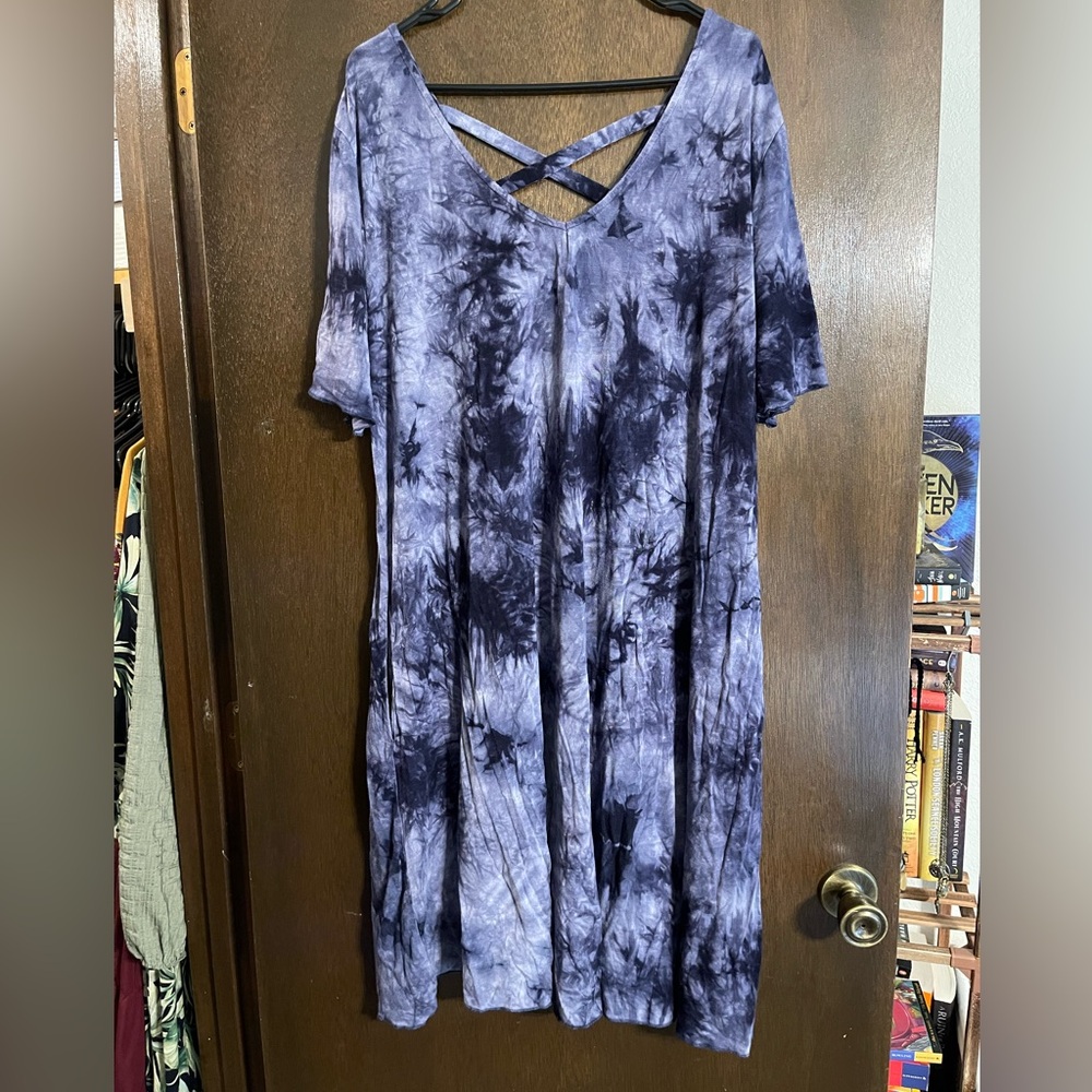 Blue Tie Dye Swim Cover